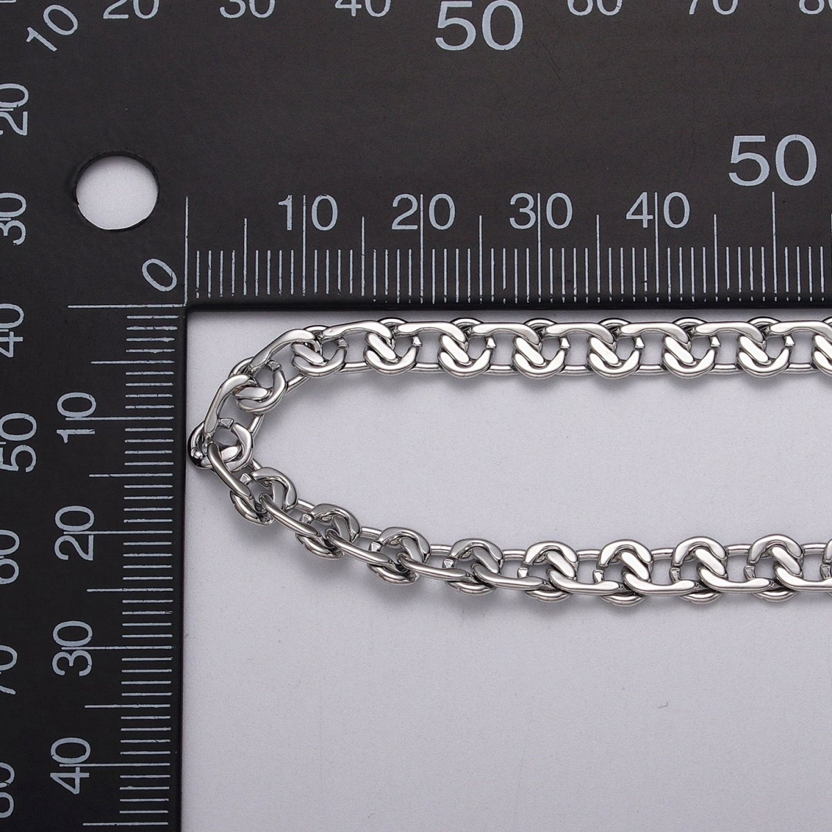 24K Gold Filled 4mm, 5mm, 6mm Twist Geometric Designed 5mm Unfinished Chain by Yard in Gold & Silver | ROLL-1038 Clearance Pricing