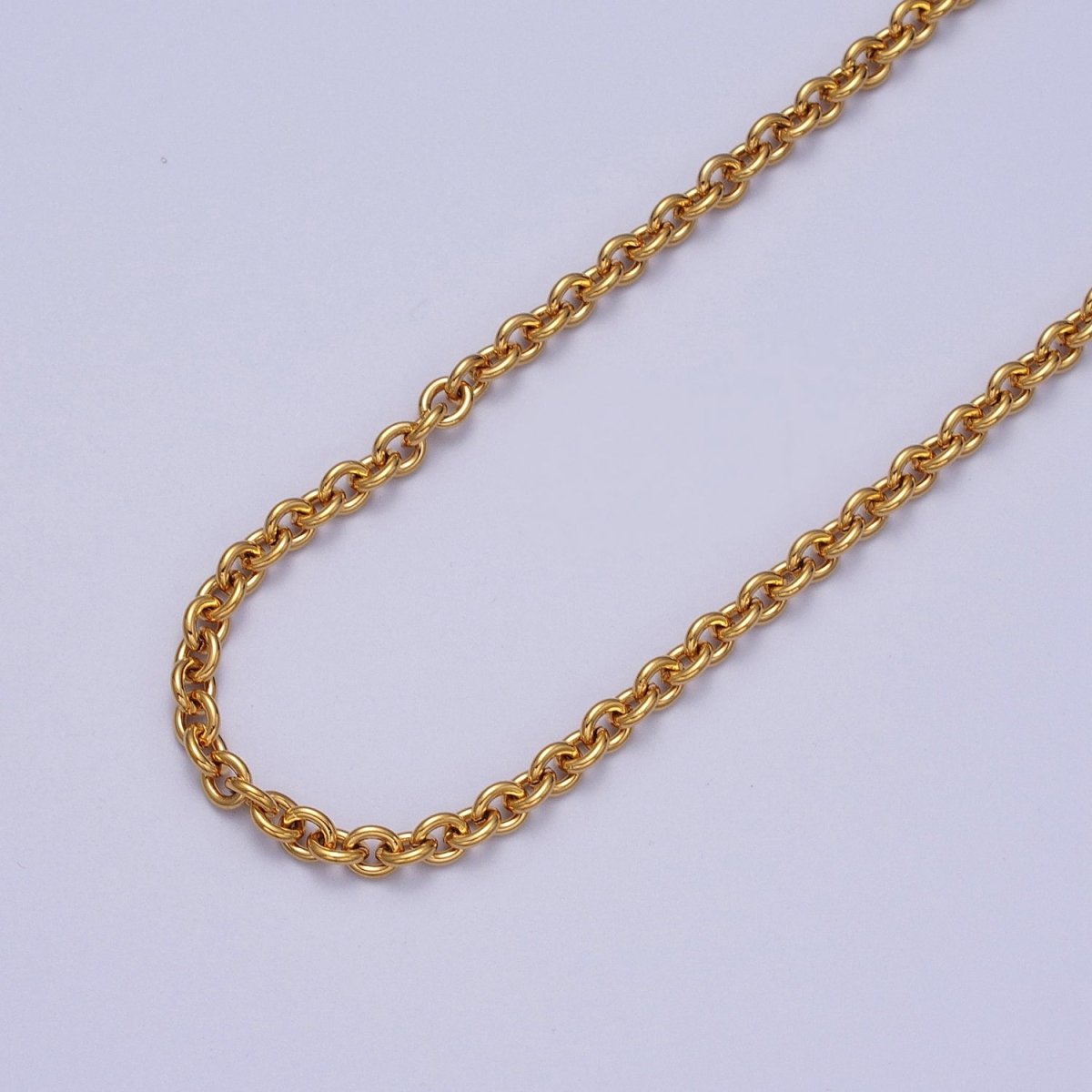 24K Gold Filled 4mm Cable Rolo Unfinished Chain in Gold & Silver | ROLL-990, ROLL-991 Clearance Pricing