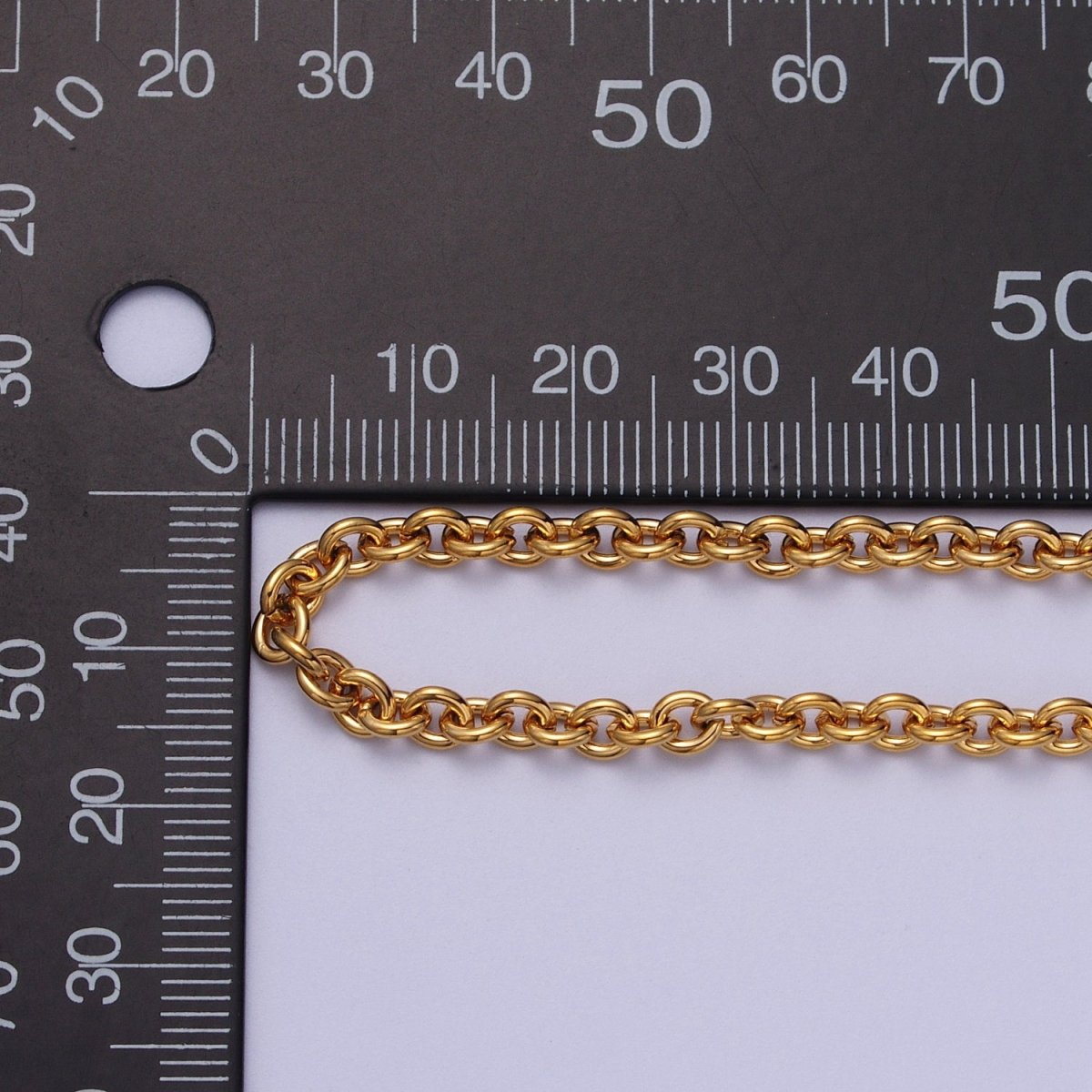 24K Gold Filled 4mm Cable Rolo Unfinished Chain in Gold & Silver | ROLL-990, ROLL-991 Clearance Pricing