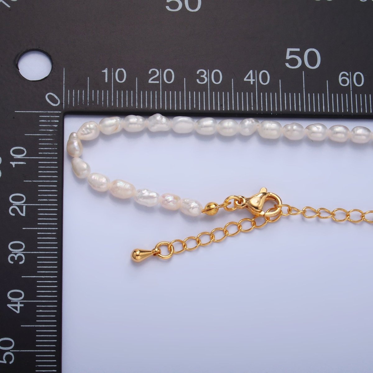 24K Gold Filled 4mm Freshwater Pearl 16 Inch Choker Necklace | WA - 2729 - DLUXCA