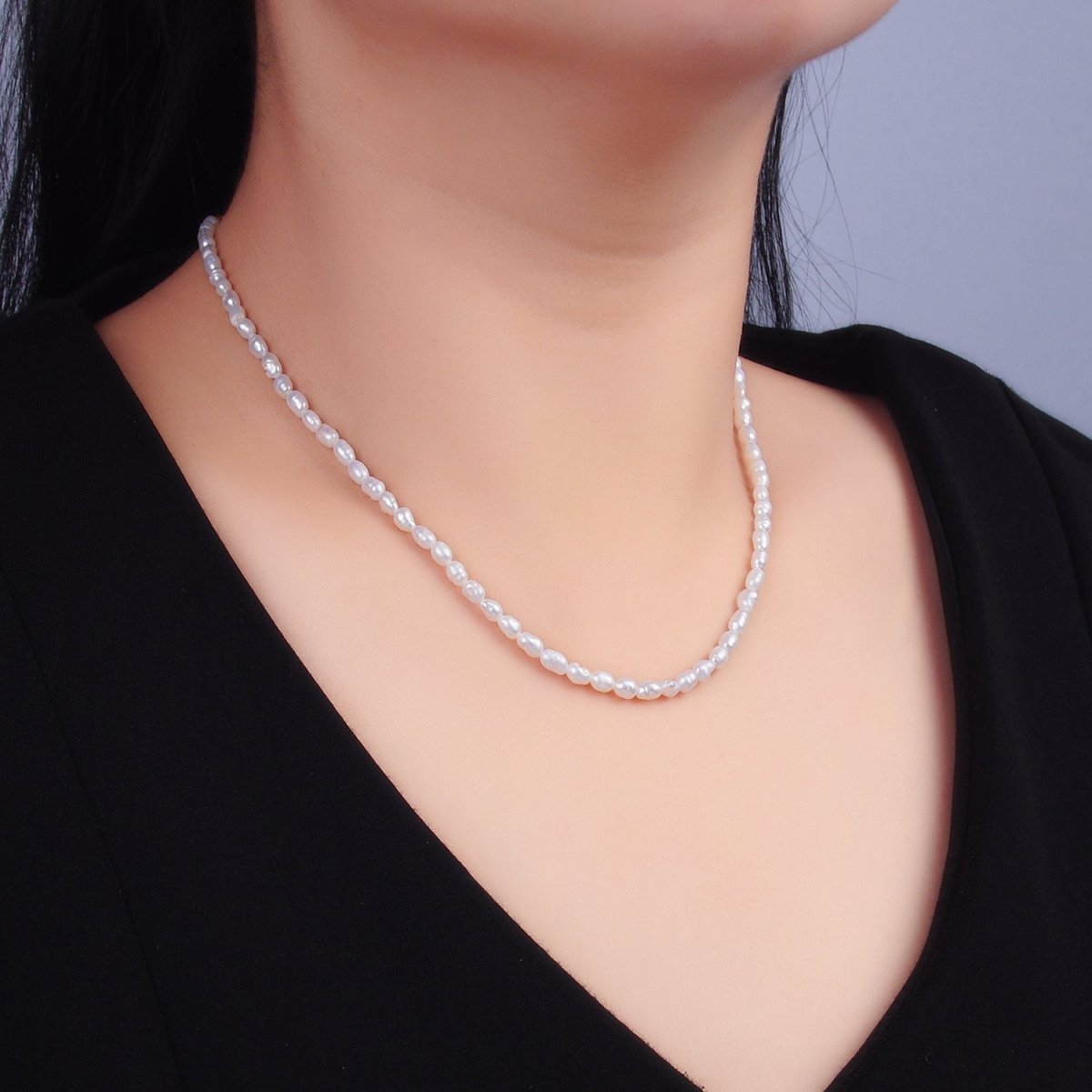 24K Gold Filled 4mm Freshwater Pearl 16 Inch Choker Necklace | WA - 2729 - DLUXCA