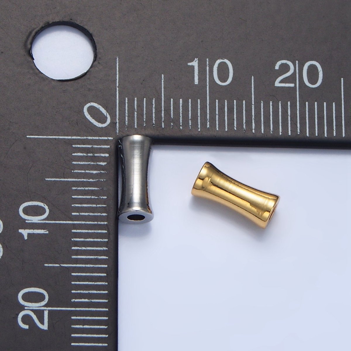 24K Gold Filled 4mm Minimalist Curved Tube Bead in Gold & Silver | B256