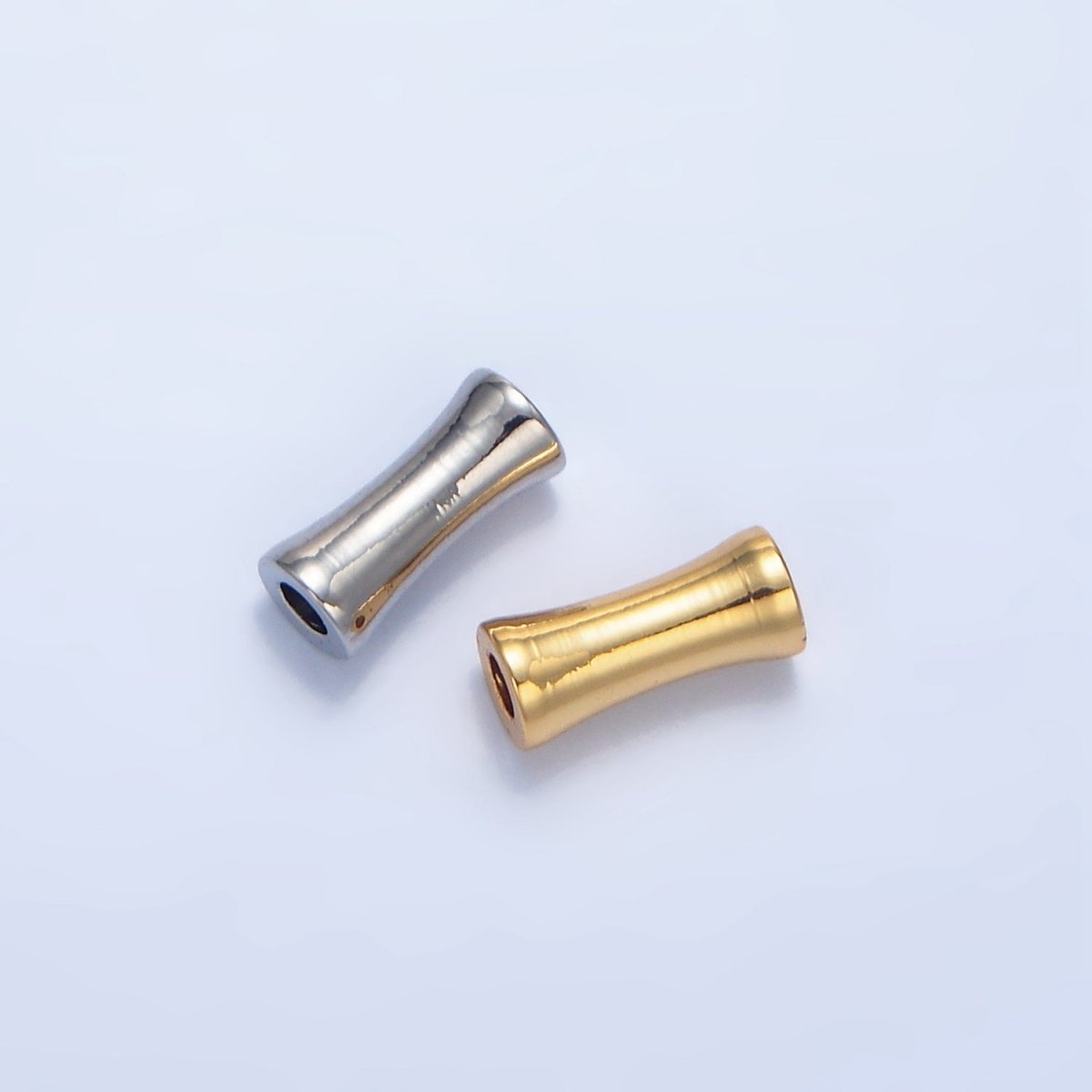 24K Gold Filled 4mm Minimalist Curved Tube Bead in Gold & Silver | B256