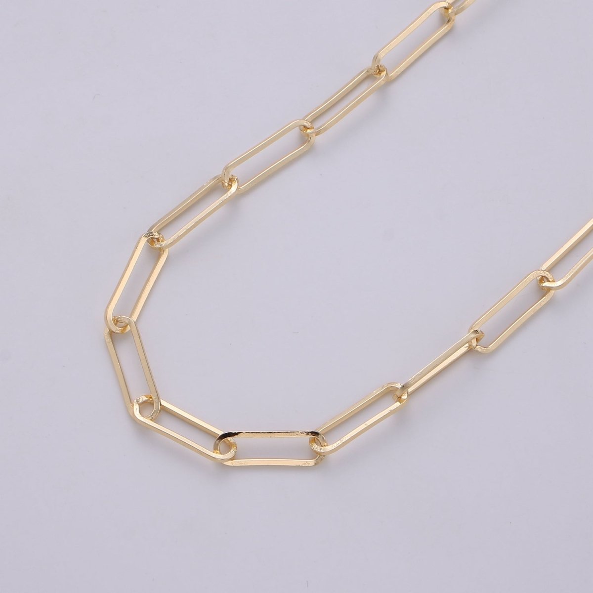 24K Gold Filled 4mm Minimalist Paperclip Unfinished Chain by Yard | Roll - 252 - DLUXCA