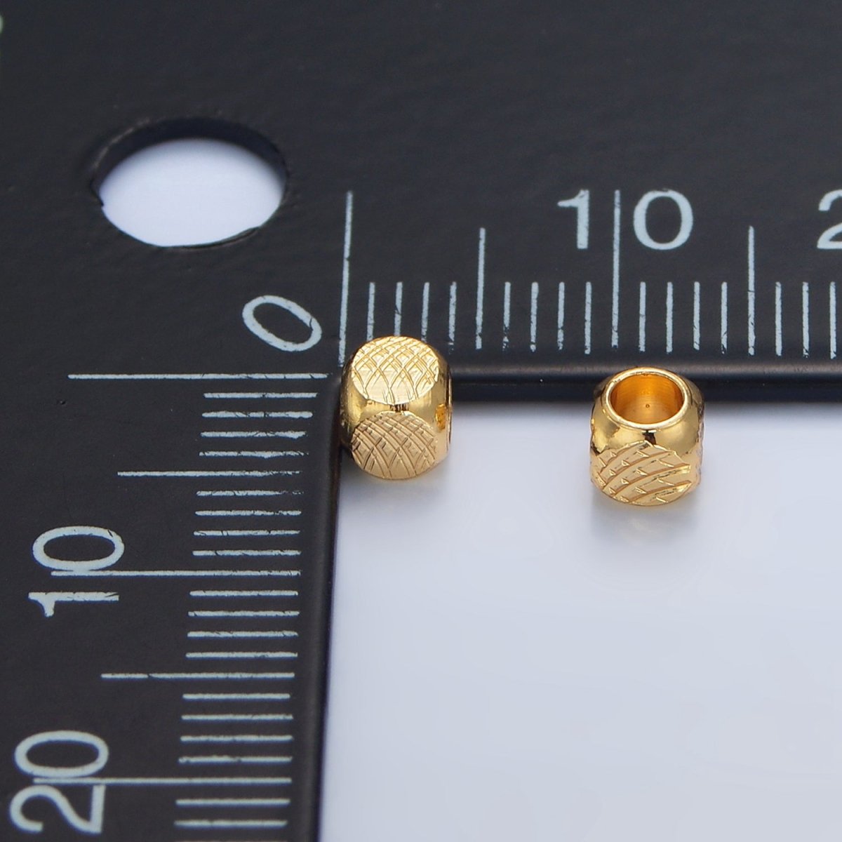 24K Gold Filled 4mm Multiple Curved Lined Square Bead | B189 - DLUXCA
