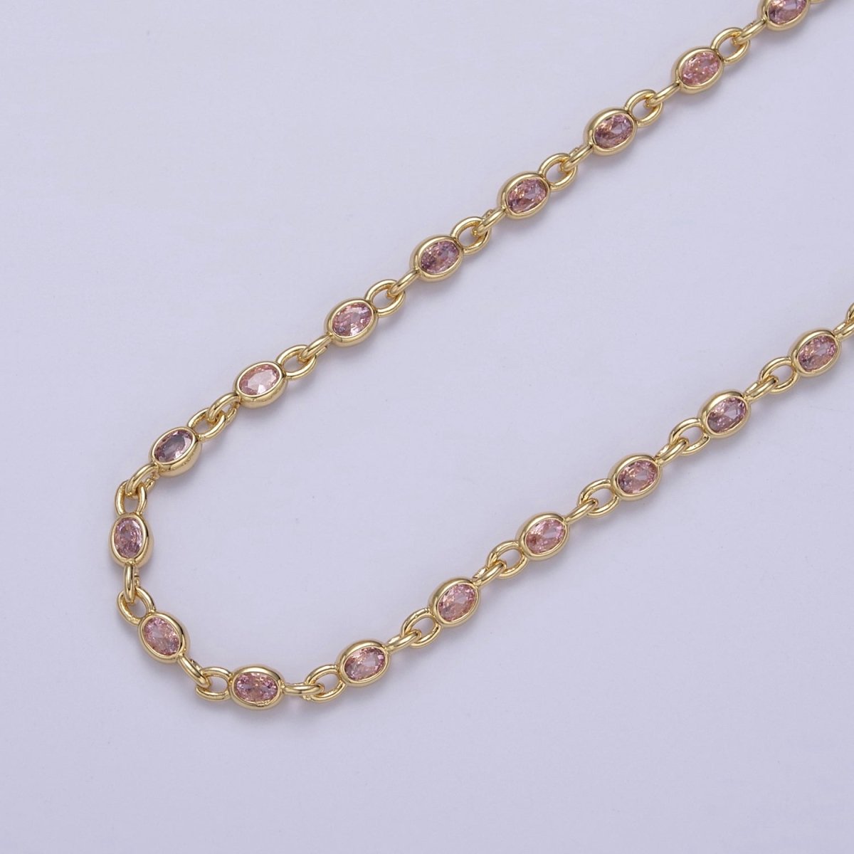 24K Gold Filled 4mm Oval Cubic Zirconia Unsoldered Link Connector Unfinished Bulk Chain | ROLL-754 to ROLL-756 ROLL-859 Clearance Pricing