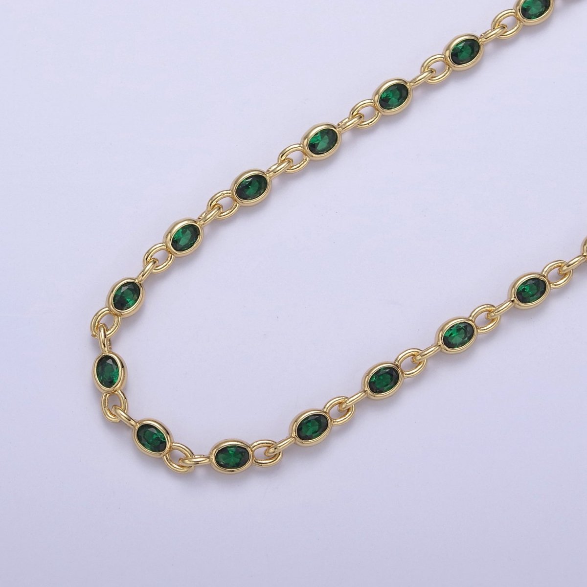 24K Gold Filled 4mm Oval Cubic Zirconia Unsoldered Link Connector Unfinished Bulk Chain | ROLL-754 to ROLL-756 ROLL-859 Clearance Pricing