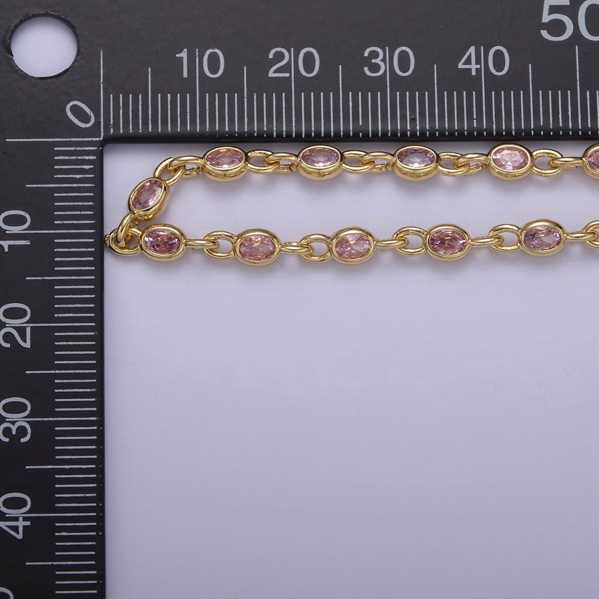 24K Gold Filled 4mm Oval Cubic Zirconia Unsoldered Link Connector Unfinished Bulk Chain | ROLL-754 to ROLL-756 ROLL-859 Clearance Pricing