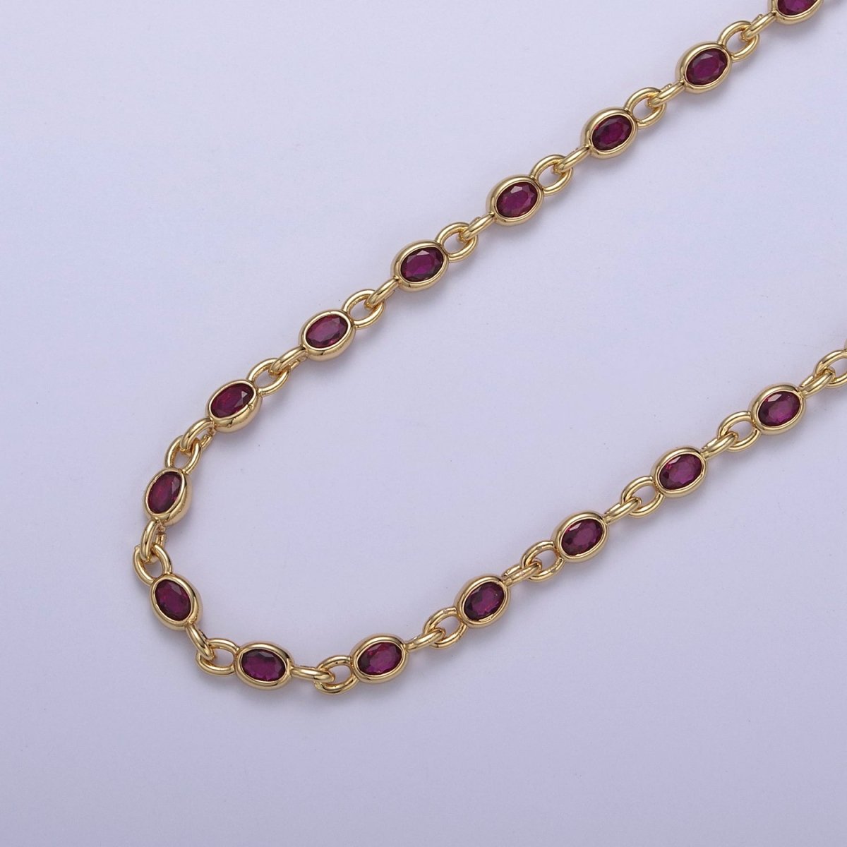 24K Gold Filled 4mm Oval Cubic Zirconia Unsoldered Link Connector Unfinished Bulk Chain | ROLL-754 to ROLL-756 ROLL-859 Clearance Pricing