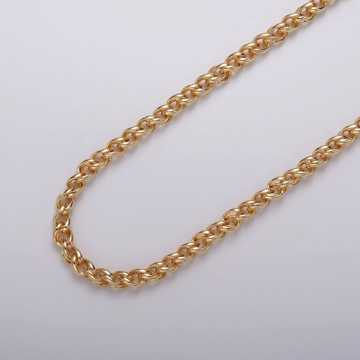 24K Gold Filled 4mm Wheat Statement Double Link Unfinished Chain by Yard in Gold & Silver | ROLL-1045, ROLL-1079 Clearance Pricing