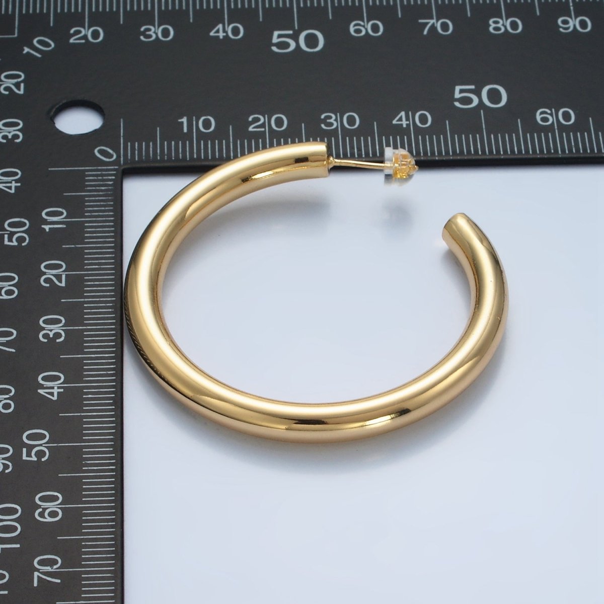 24K Gold Filled 50mm Minimalist C-Shaped Hoop Earrings in Gold & Silver | AD715 AD716