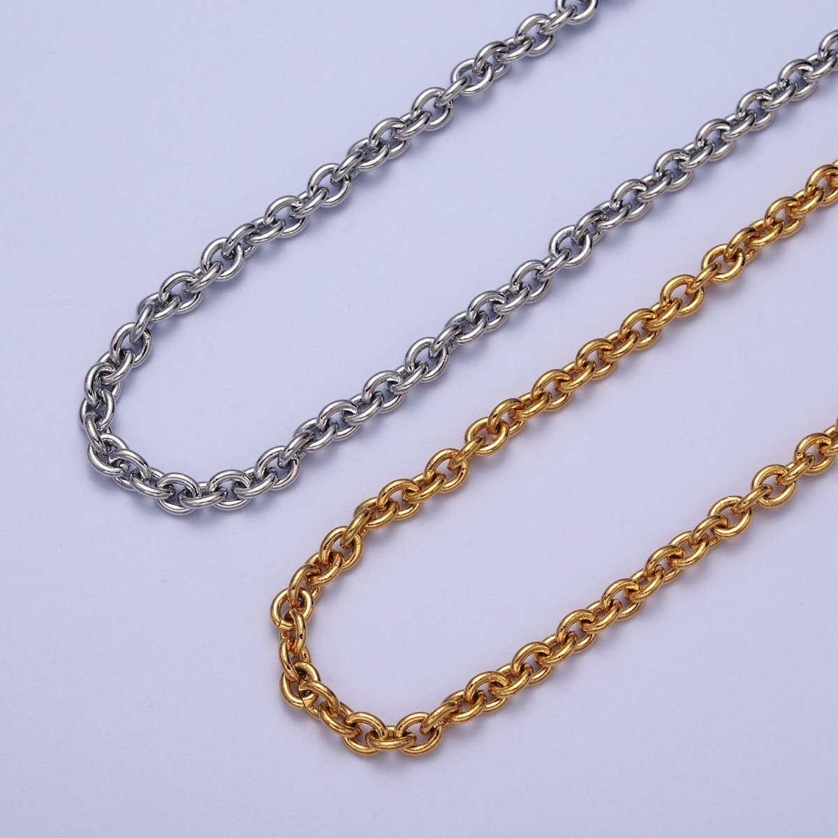 24K Gold Filled 5.2mm Cable Unfinished Statement Chain in Gold & Silver | ROLL-964, ROLL-965 Clearance Pricing