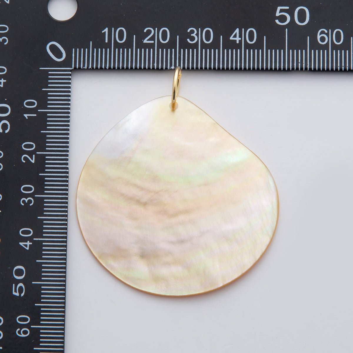 24K Gold Filled 53.5mm White Mother of Pearl Geometric Charm | D580 - DLUXCA