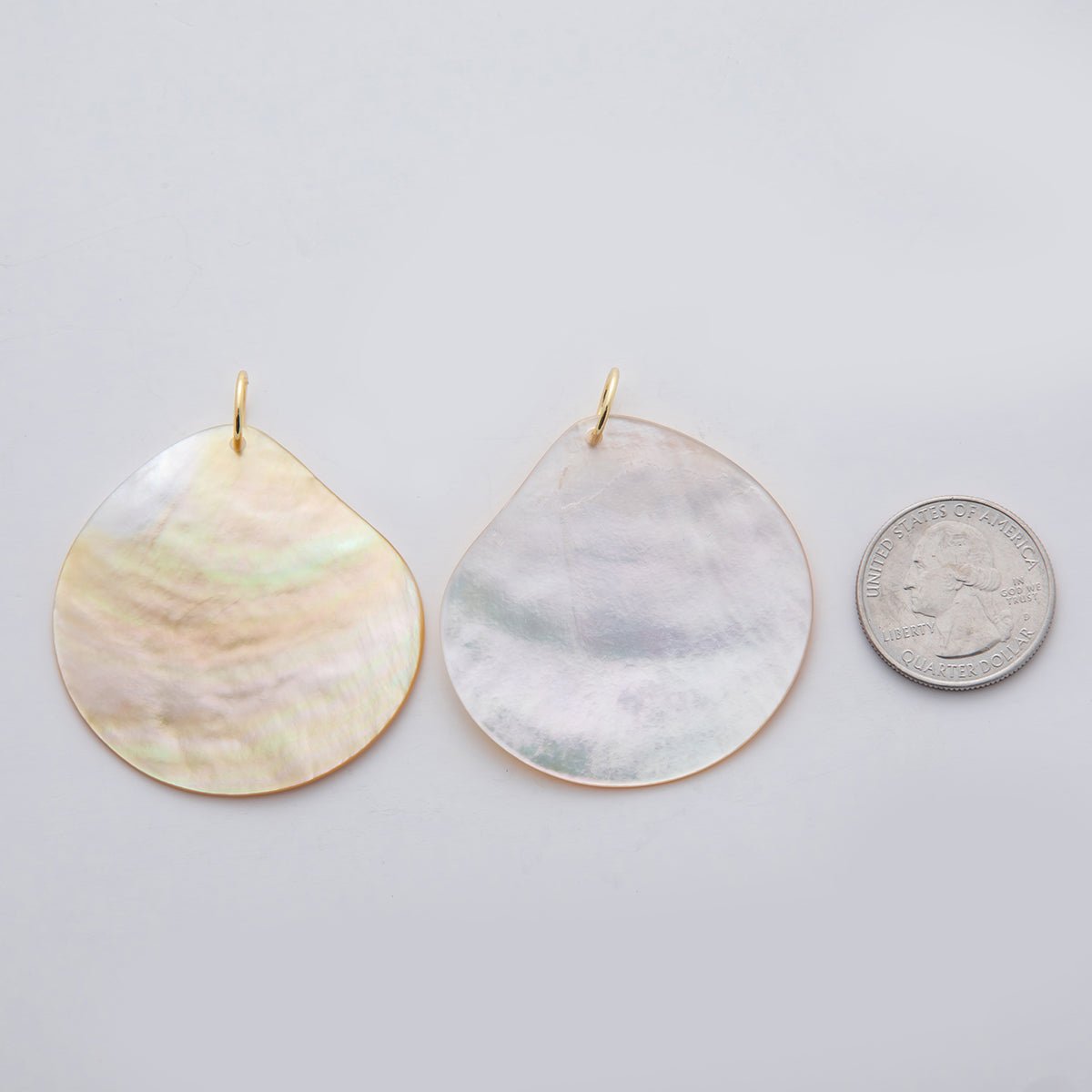 24K Gold Filled 53.5mm White Mother of Pearl Geometric Charm | D580 - DLUXCA