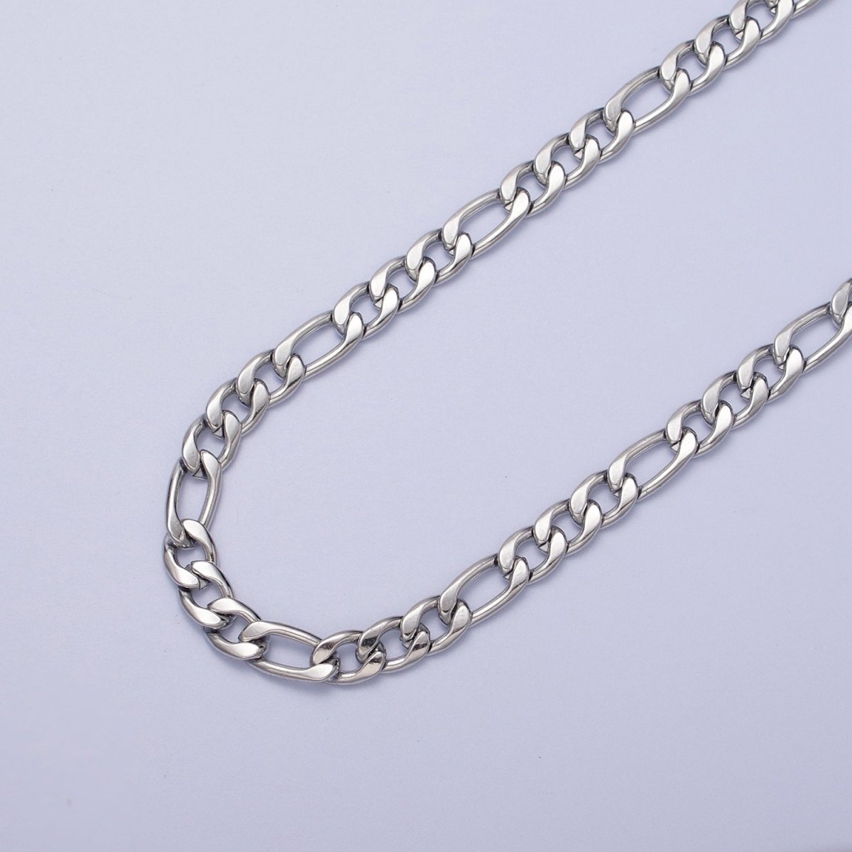 24K Gold Filled 5.3mm Flat Figaro Gold & Silver Unfinished Chain | ROLL-931, ROLL-932 Clearance Pricing