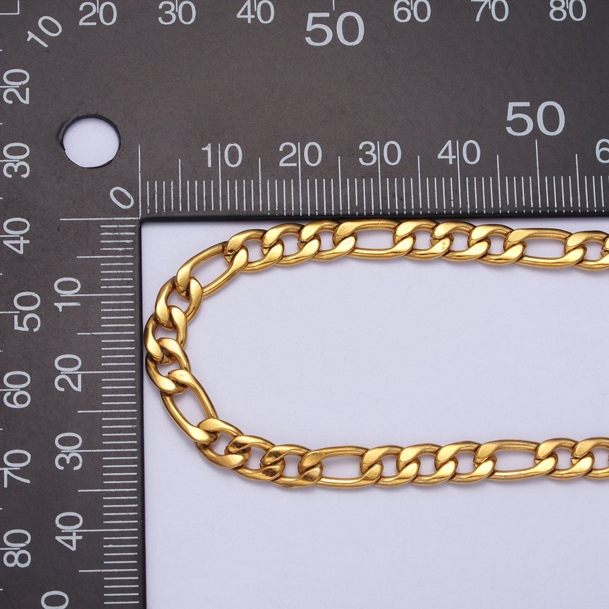 24K Gold Filled 5.3mm Flat Figaro Gold & Silver Unfinished Chain | ROLL-931, ROLL-932 Clearance Pricing