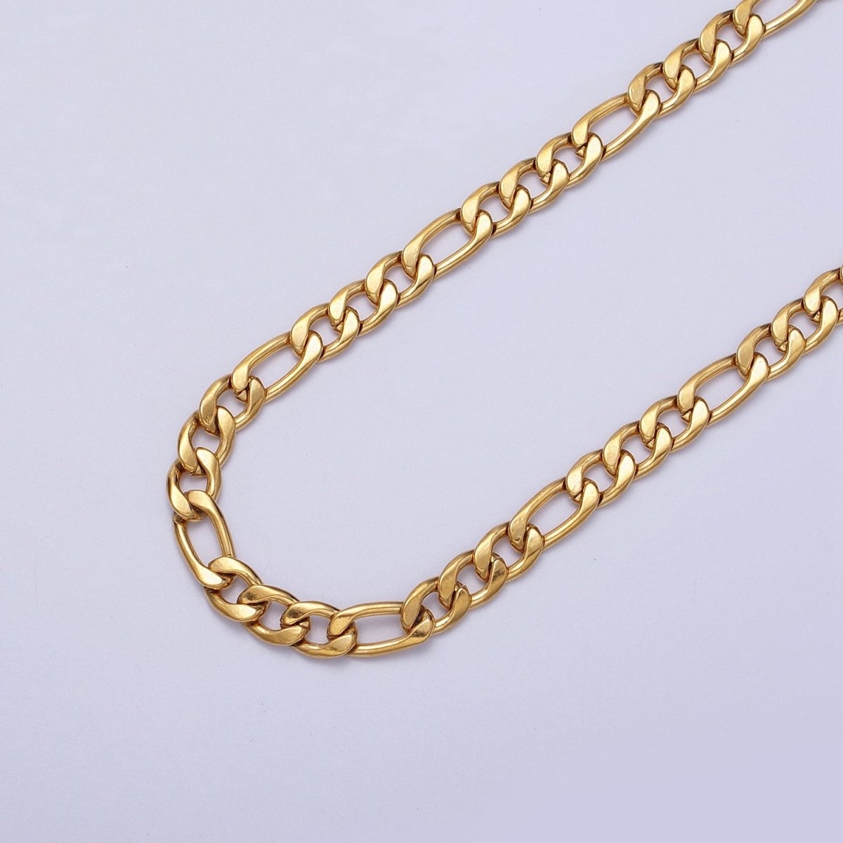 24K Gold Filled 5.3mm Flat Figaro Gold & Silver Unfinished Chain | ROLL-931, ROLL-932 Clearance Pricing