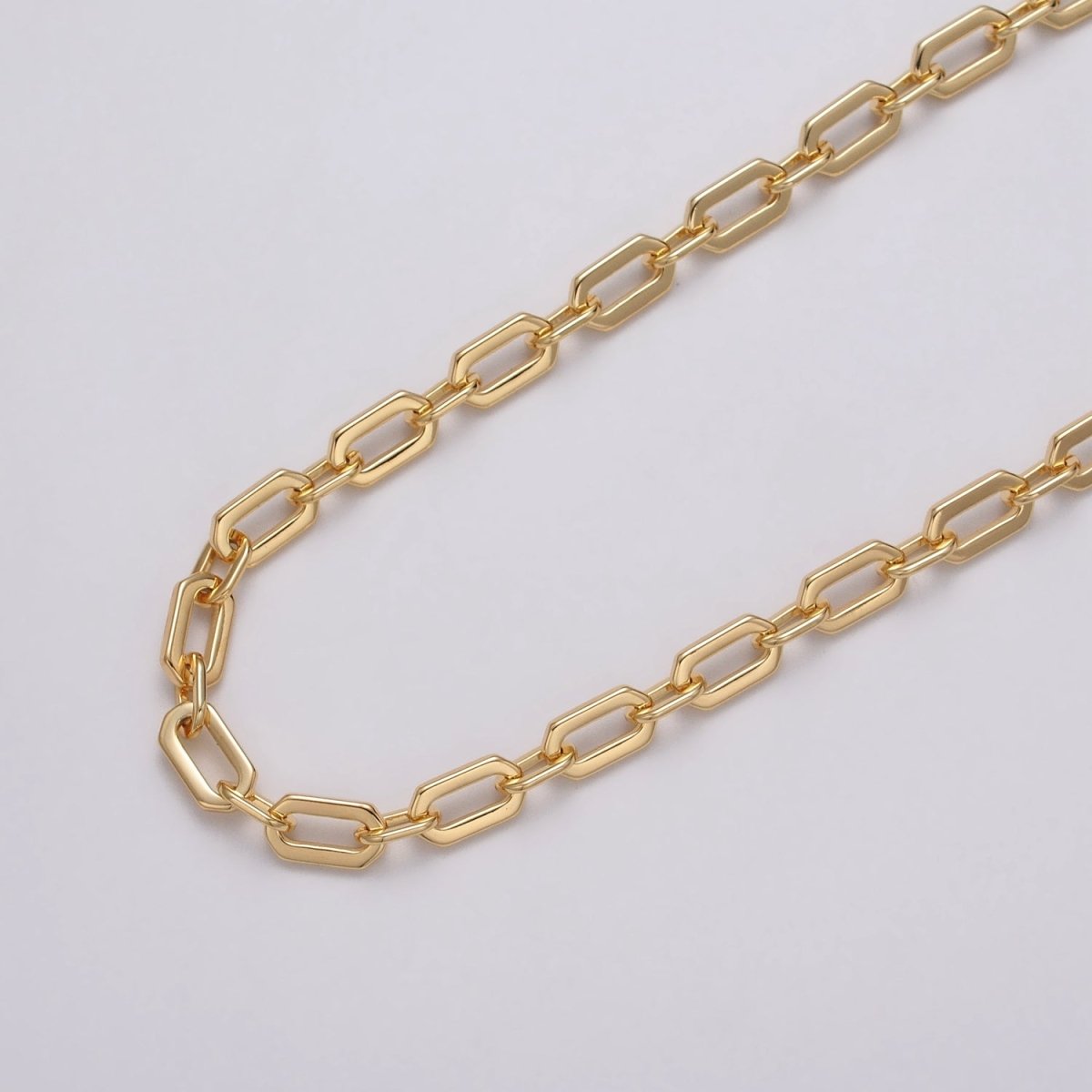 24k Gold Filled 5.5mm Hexagonal PaperClip Cable Link Unfinished Chain in Gold & Silver | ROLL-1122 ROLL-1205 Clearance Pricing