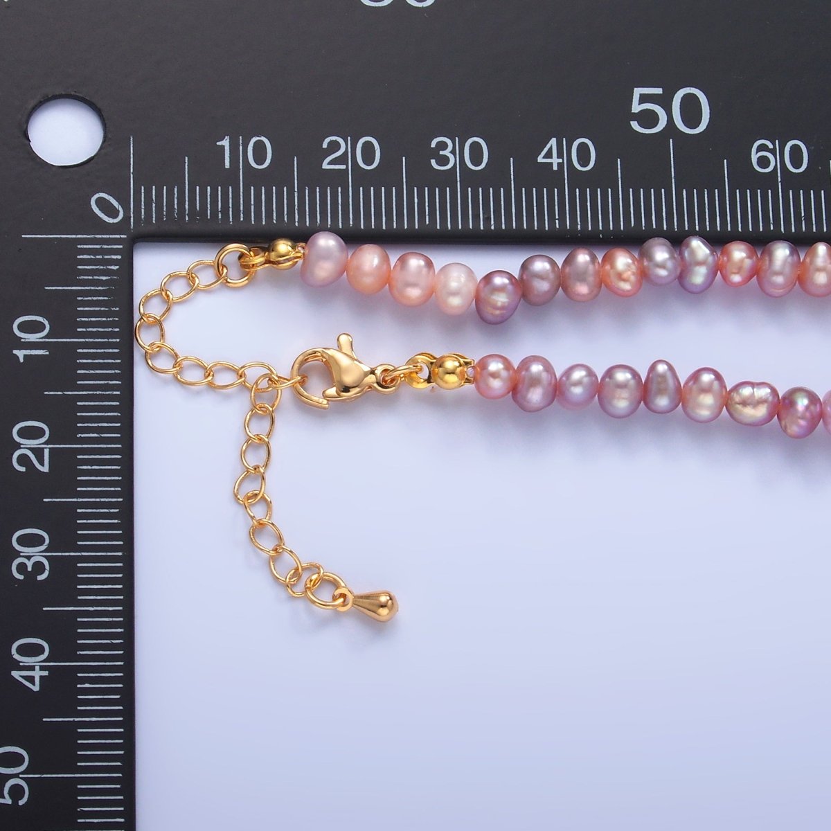 24K Gold Filled 5.5mm Pink Purple Gradient Freshwater Pearl 16 Inch Necklace | WA - 3019 - DLUXCA