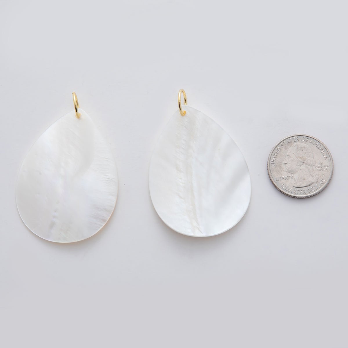 24K Gold Filled 57mm White Mother of Pearl Teardrop Charm | D582 - DLUXCA