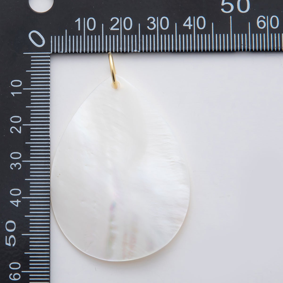 24K Gold Filled 57mm White Mother of Pearl Teardrop Charm | D582 - DLUXCA