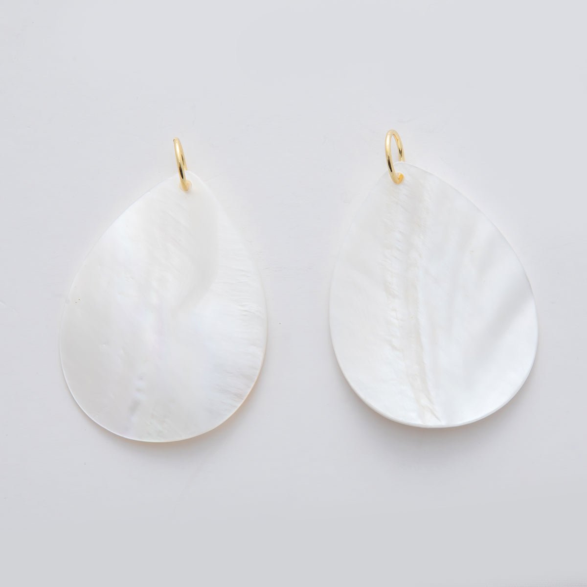 24K Gold Filled 57mm White Mother of Pearl Teardrop Charm | D582 - DLUXCA