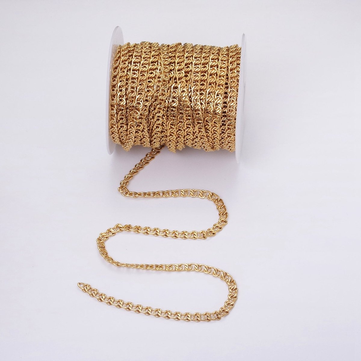 24k Gold Filled 5.8mm Twist Cable Chain Cable Link Unfinished Yard Chain in Gold & Silver | ROLL-1299 ROLL-1300 Clearance Pricing