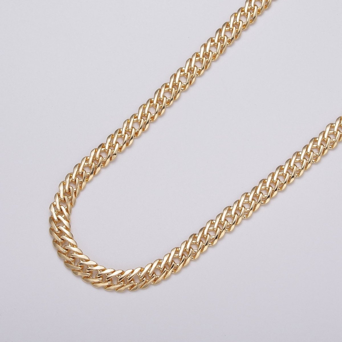 24k Gold Filled 5mm, 8mm Diamond-Cut Flat Double Curb Unfinished Designed Chain by Yard in Gold & Silver | ROLL-1050, -1047, -1103, -1105 1115 1339 Clearance Pricing