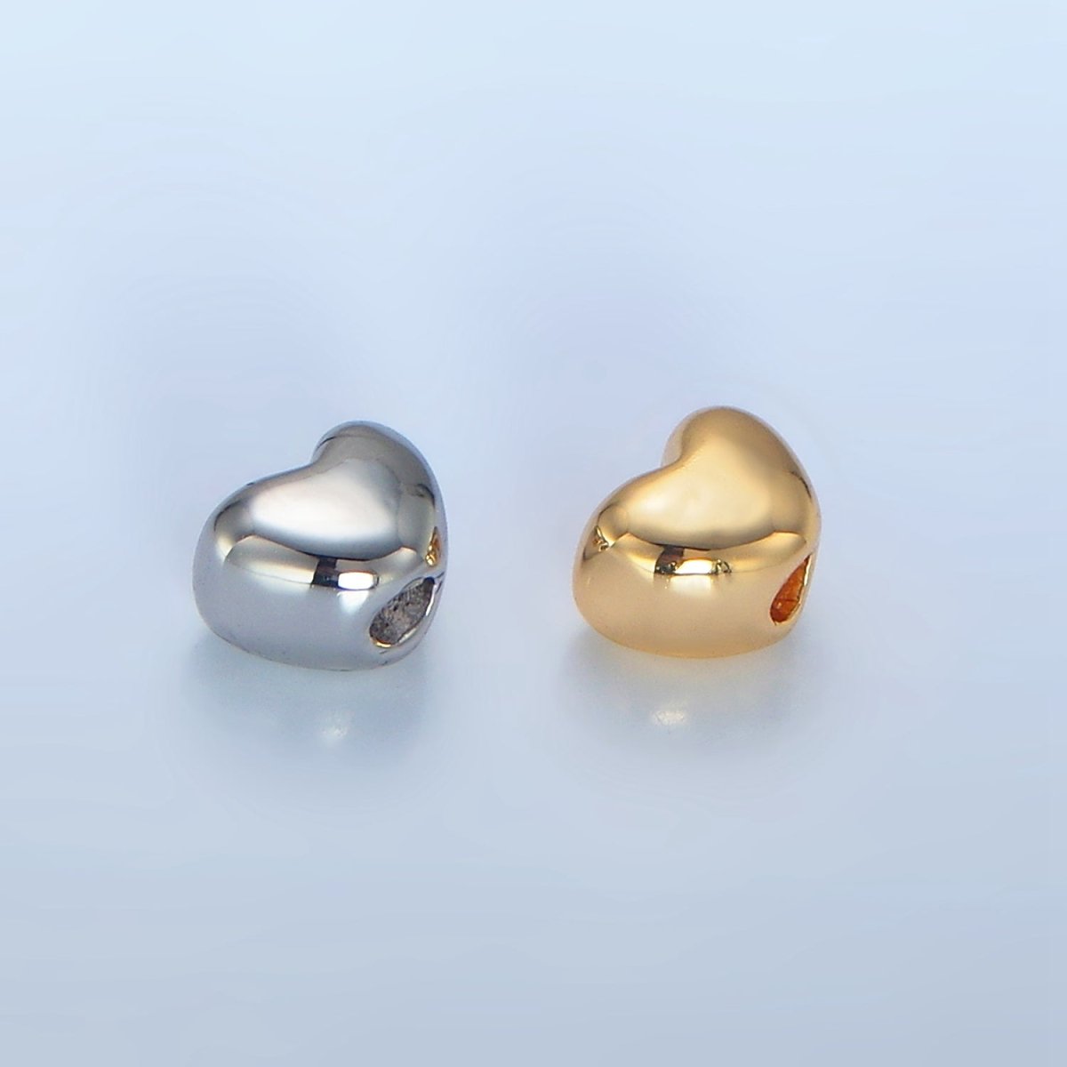 24K Gold Filled 5mm Chubby Heart Minimalist Bead in Gold & Silver | B063