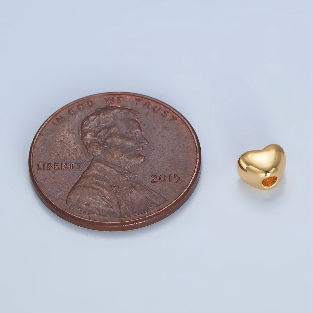 24K Gold Filled 5mm Chubby Heart Minimalist Bead in Gold & Silver | B063
