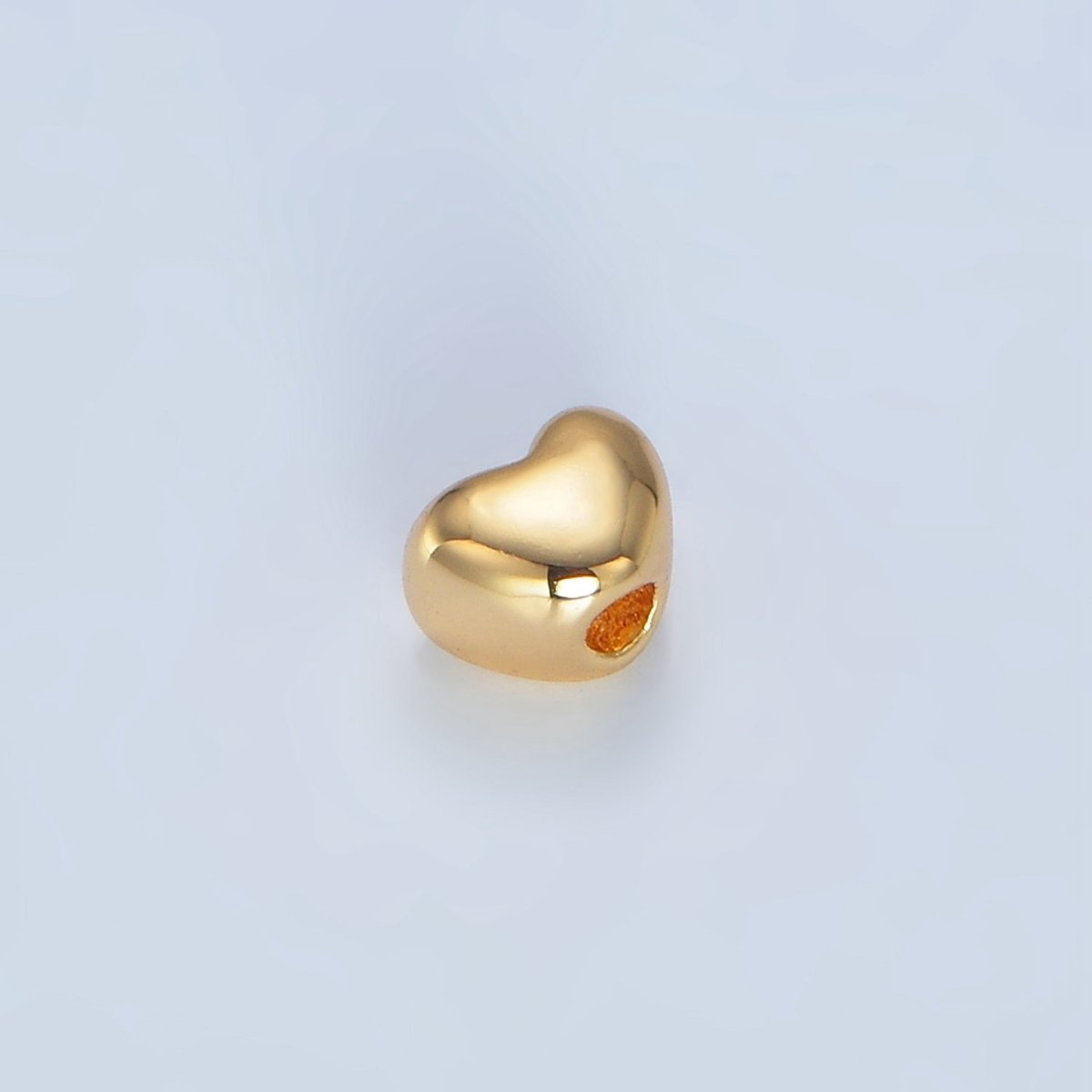 24K Gold Filled 5mm Chubby Heart Minimalist Bead in Gold & Silver | B063