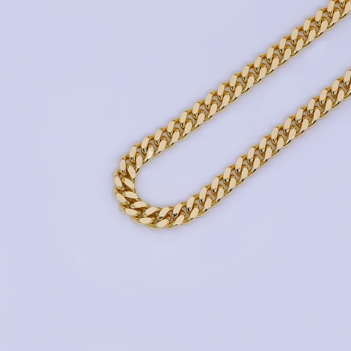 24K Gold Filled 5mm Edged Concave Curb Unfinished Chain by Yard | Roll - 1652 - DLUXCA
