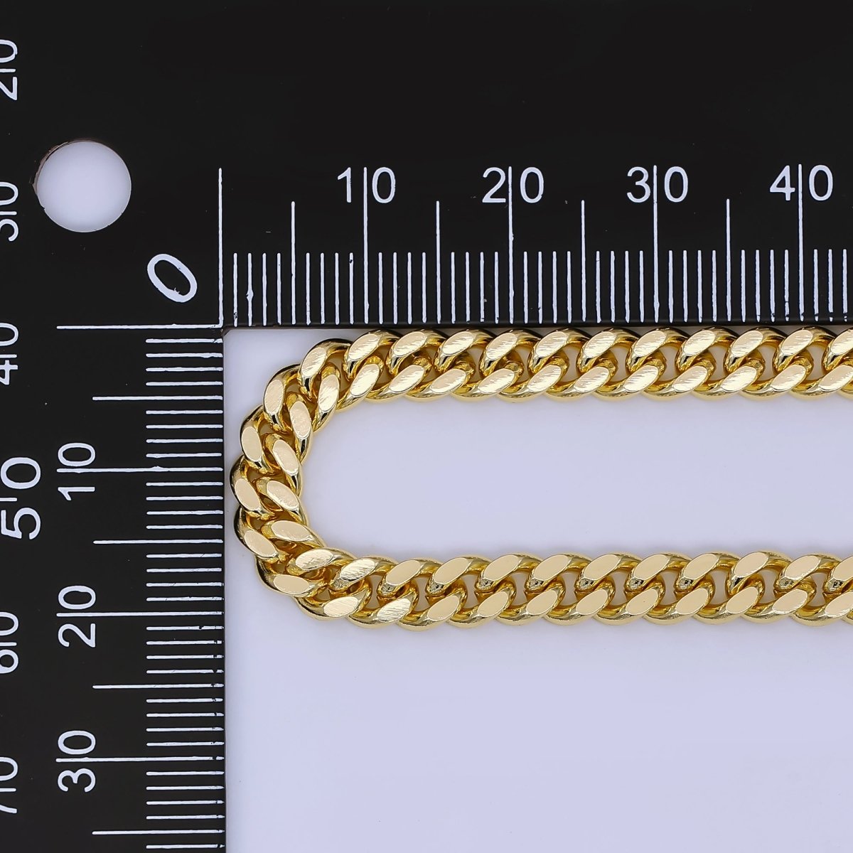 24K Gold Filled 5mm Edged Concave Curb Unfinished Chain by Yard | Roll - 1652 - DLUXCA