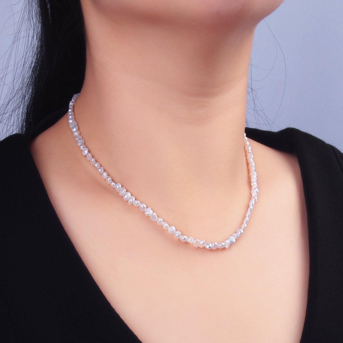 24K Gold Filled 5mm Mini Baroque Freshwater Pearl 16 Inch Necklace | WA - 3020 - DLUXCA