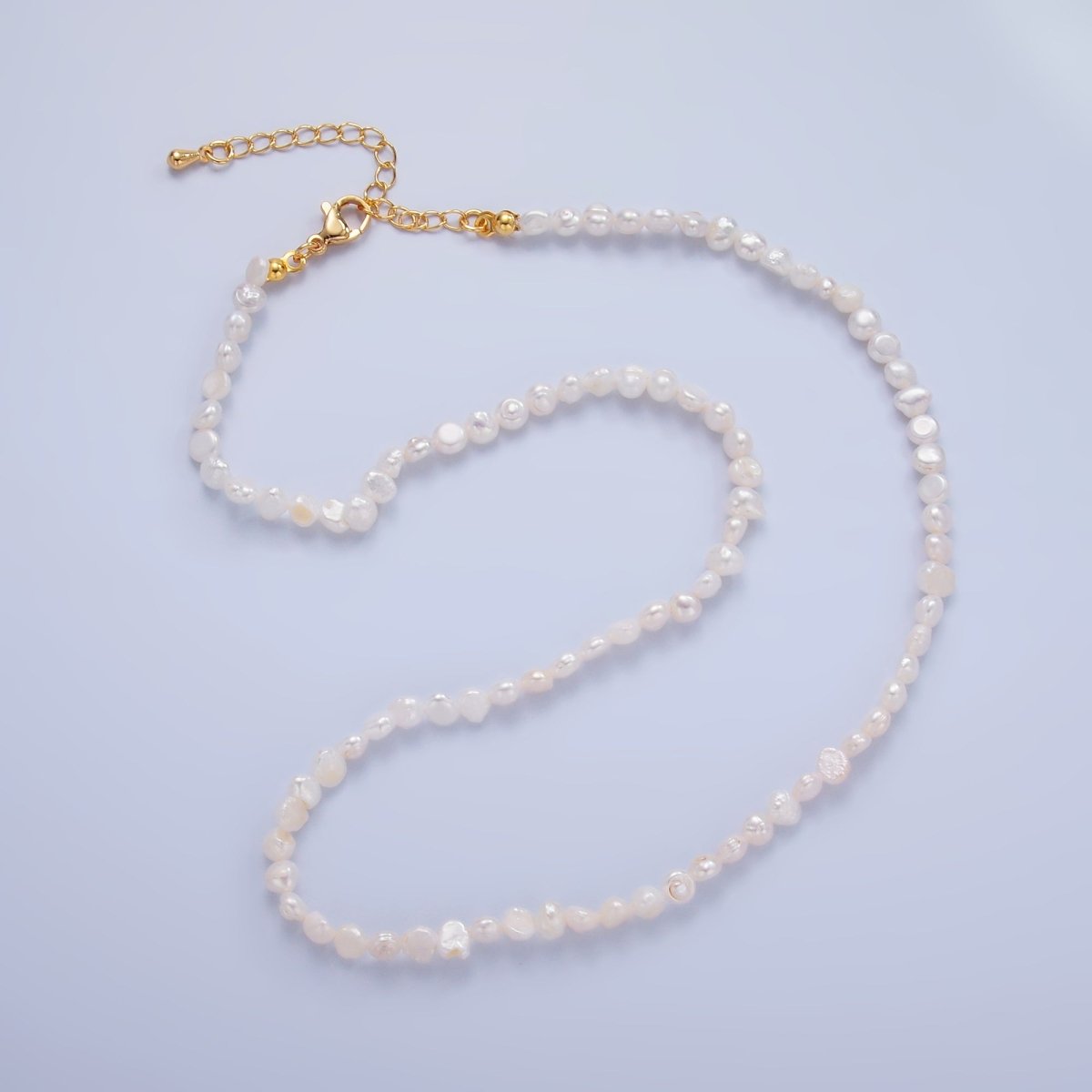 24K Gold Filled 5mm Mini Baroque Freshwater Pearl 16 Inch Necklace | WA - 3020 - DLUXCA