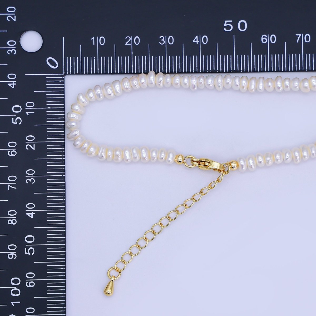 24K Gold Filled 5mm Rhondelle Freshwater Pearl 15 Inch Necklace | WA - 3142 - DLUXCA