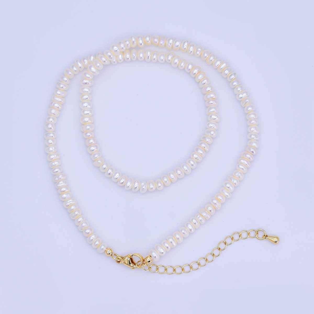 24K Gold Filled 5mm Rhondelle Freshwater Pearl 15 Inch Necklace | WA - 3142 - DLUXCA