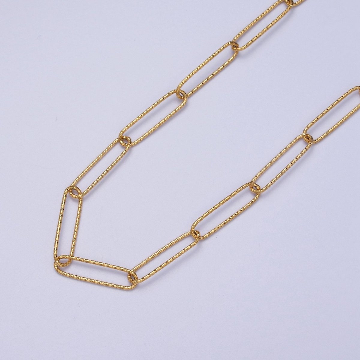 24K Gold Filled 5mm Textured Paperclip Gold, Silver Unfinished Chain | ROLL-927 ROLL-928 Clearance Pricing