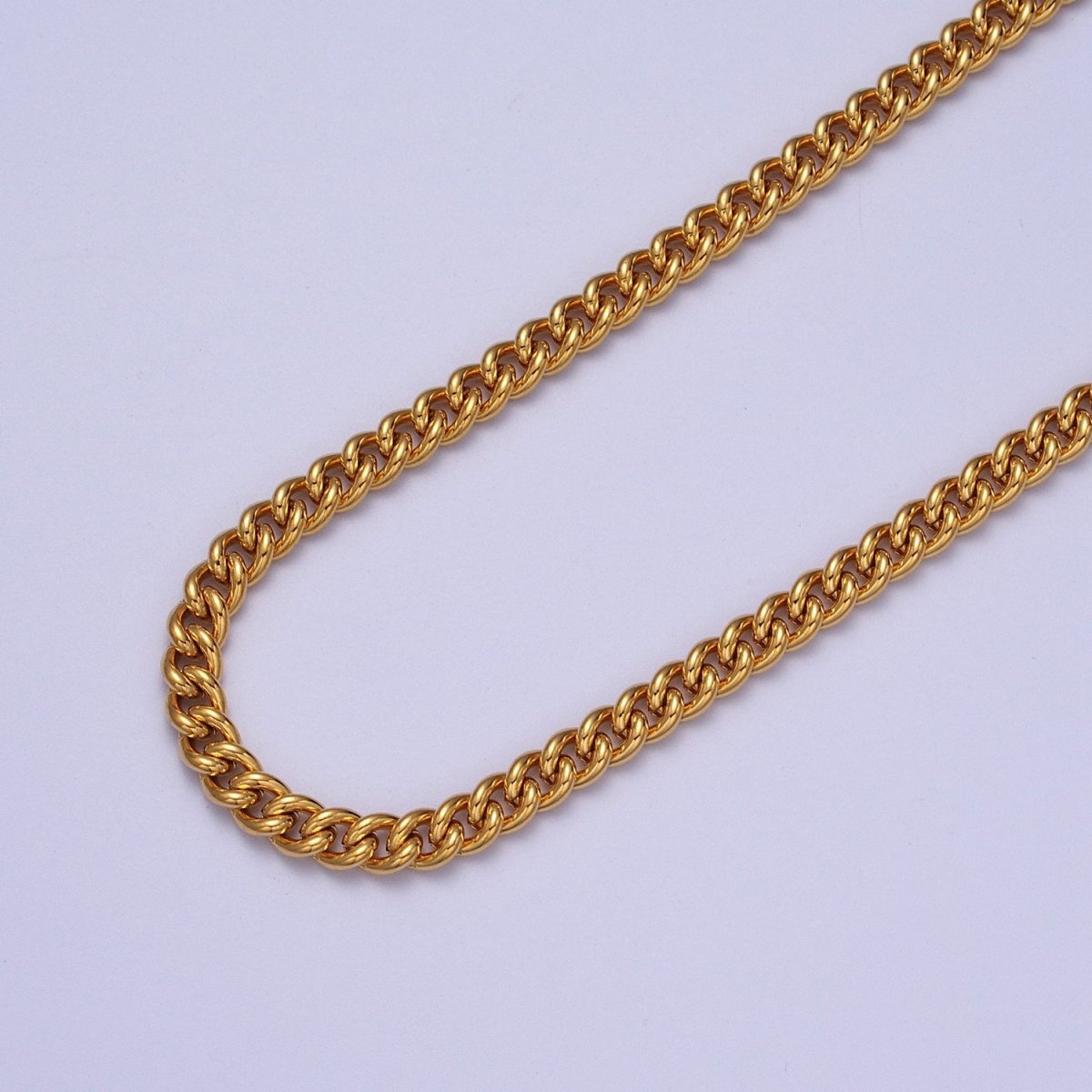 24K Gold Filled 5mm Width Curb Gold, Silver Unfinished Chain | ROLL-978, ROLL-979 Clearance Pricing