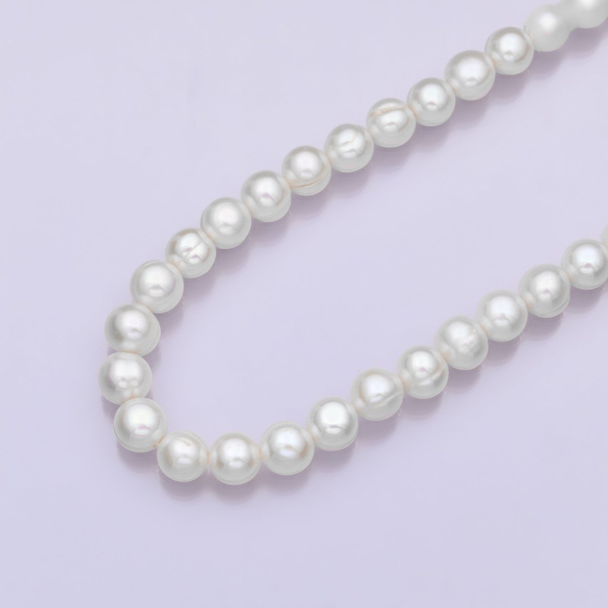 24K Gold Filled 6.3mm White Shell Pearl Round 16 Inch Necklace | WA - 3171 - DLUXCA