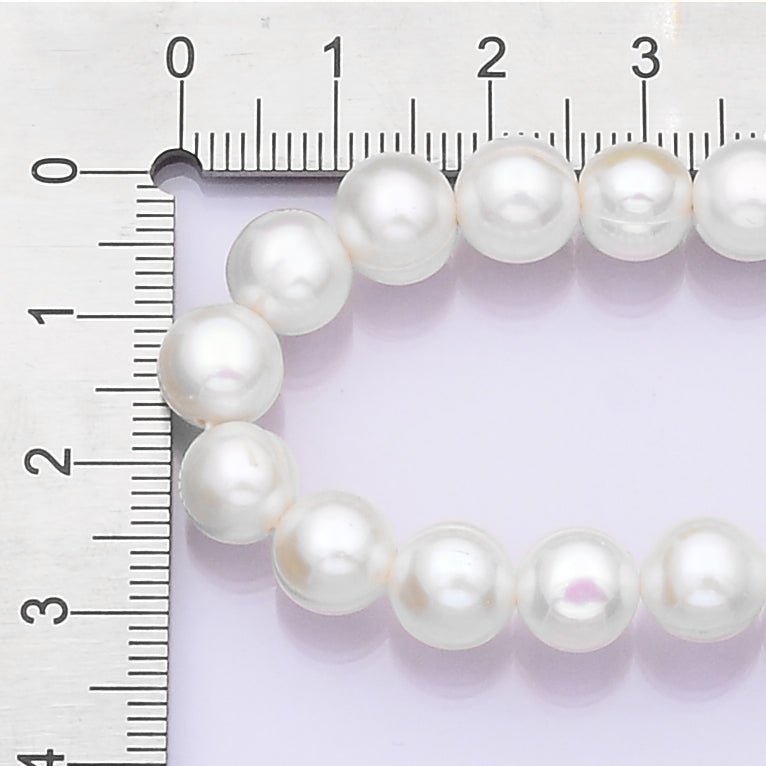 24K Gold Filled 6.3mm White Shell Pearl Round 16 Inch Necklace | WA - 3171 - DLUXCA