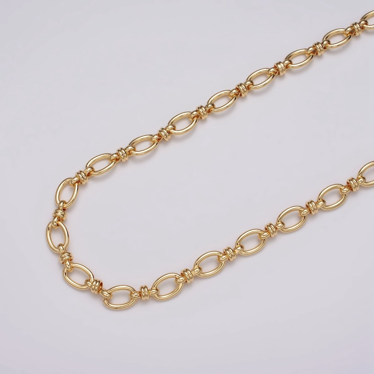 24k Gold Filled 6.5mm Figaro Long and Short Fancy Unfinished Unique Chain in Gold & Silver | ROLL-1141 ROLL-1142 Clearance Pricing