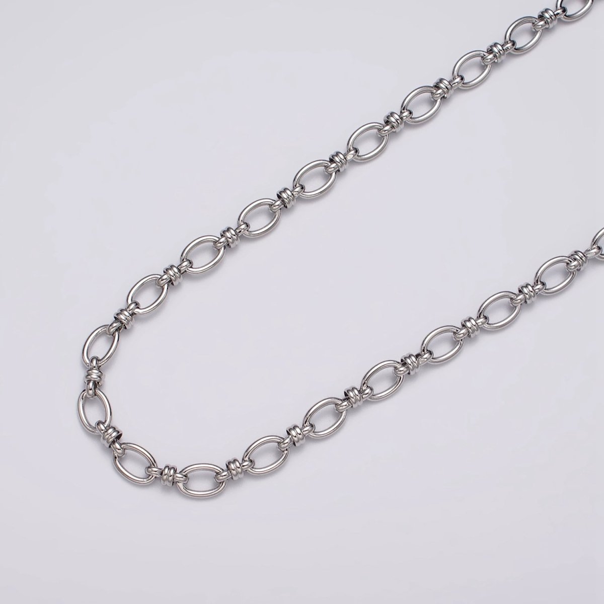 24k Gold Filled 6.5mm Figaro Long and Short Fancy Unfinished Unique Chain in Gold & Silver | ROLL-1141 ROLL-1142 Clearance Pricing