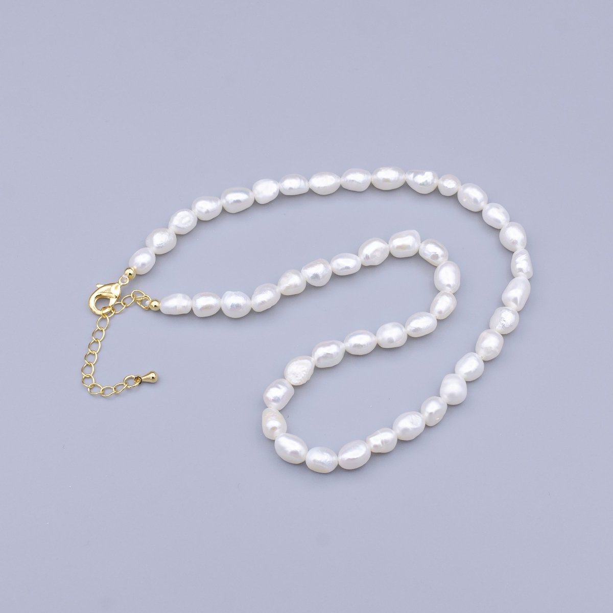 24K Gold Filled 6.5mm Freshwater Pearl 15 Inch Choker Necklace | WA - 2912 - DLUXCA