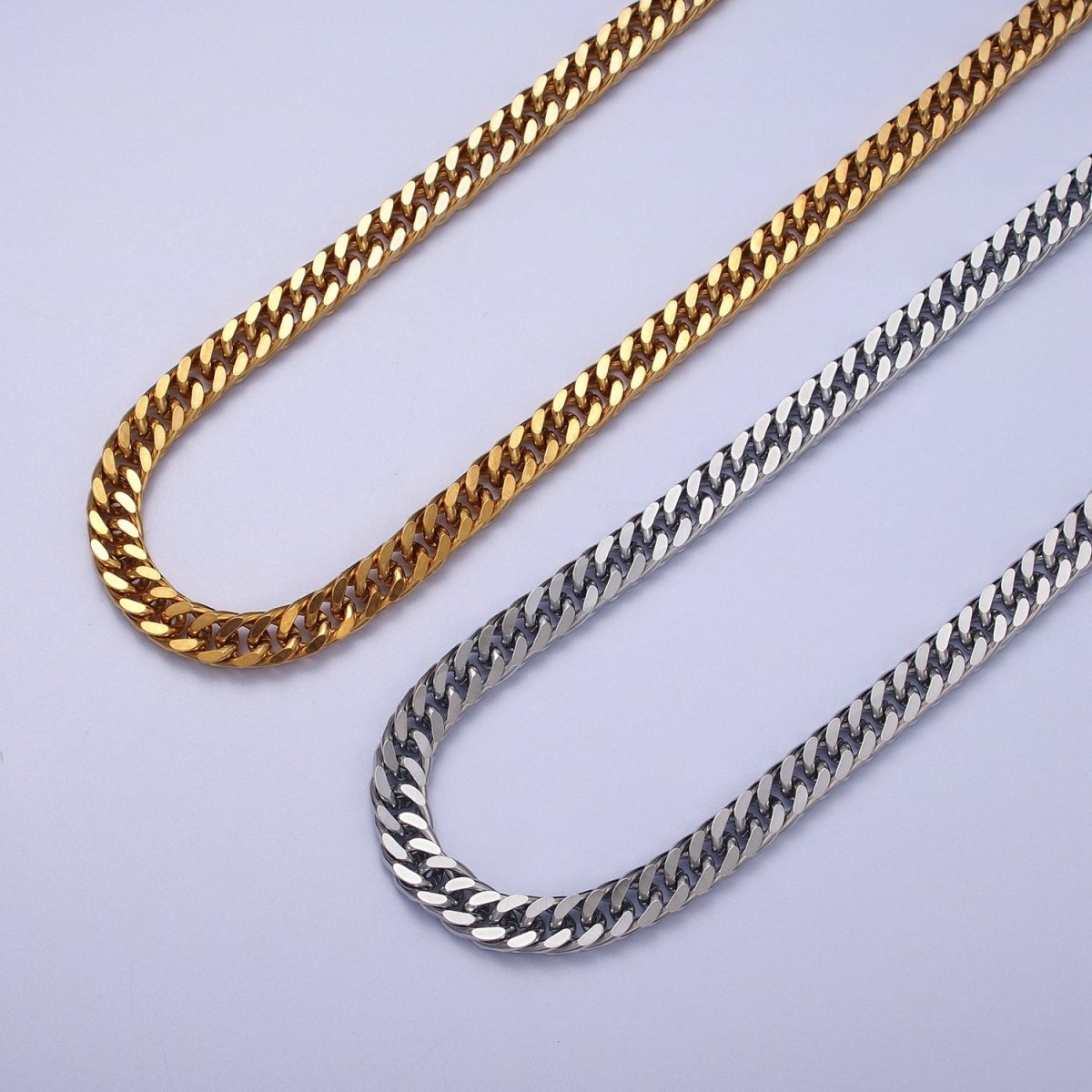 24K Gold Filled 6mm Boxy Square Curb Gold & Silver Unfinished Chain | ROLL-933 ROLL-934 Clearance Pricing