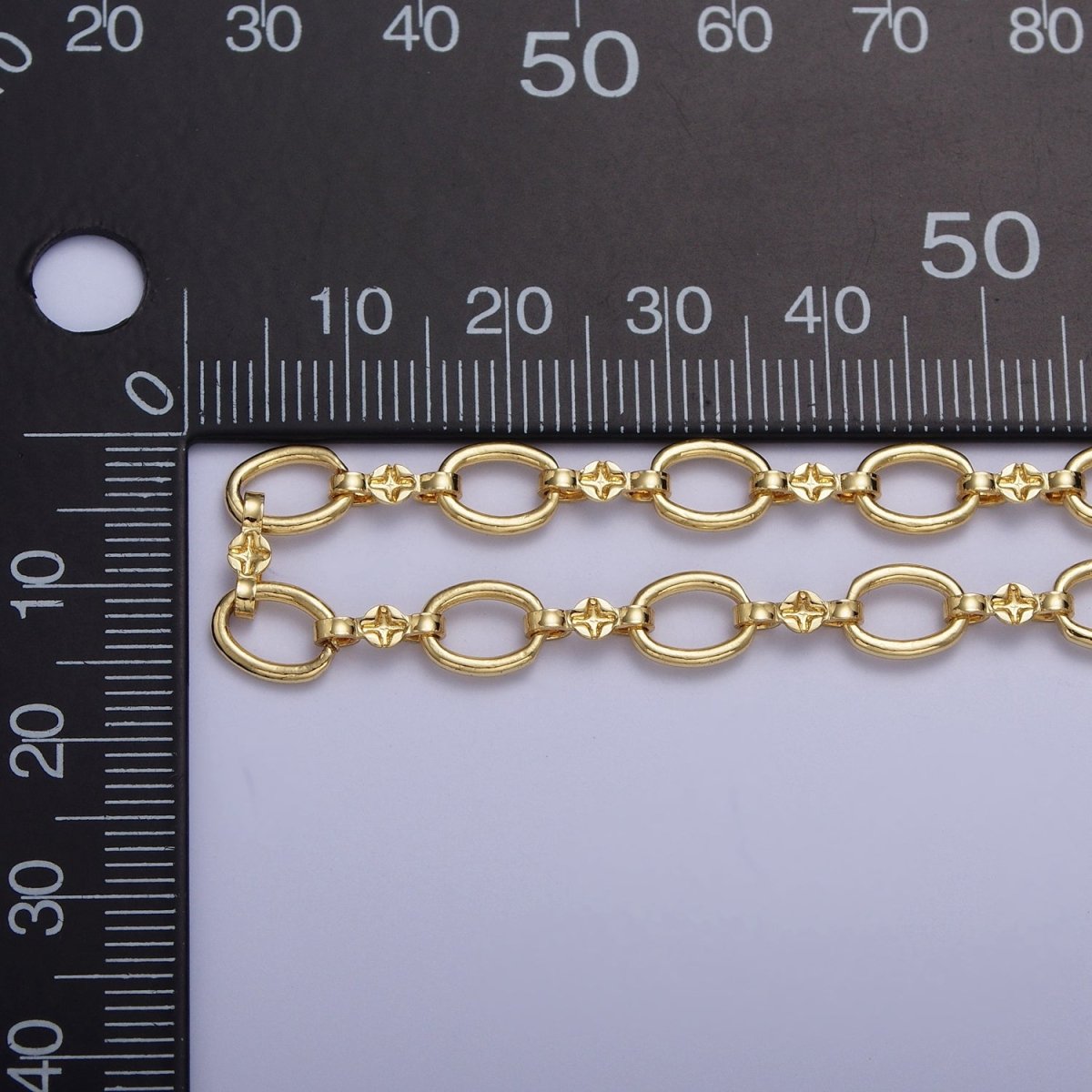 24K Gold Filled 6mm Cable Engraved Figure Eight Link Unfinished Unique Chain by Yard | ROLL-848 Clearance Pricing