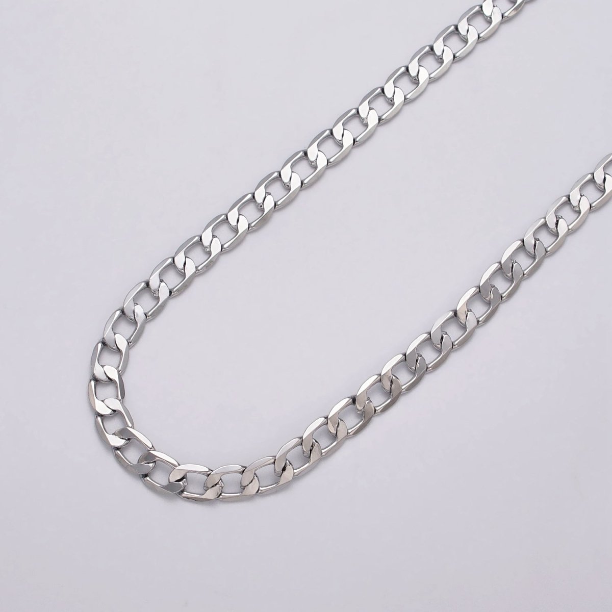 24k Gold Filled 6mm Flat Concave Curb Unfinished Chain by Yard in Gold & Silver | ROLL-1054, ROLL-1106 Clearance Pricing