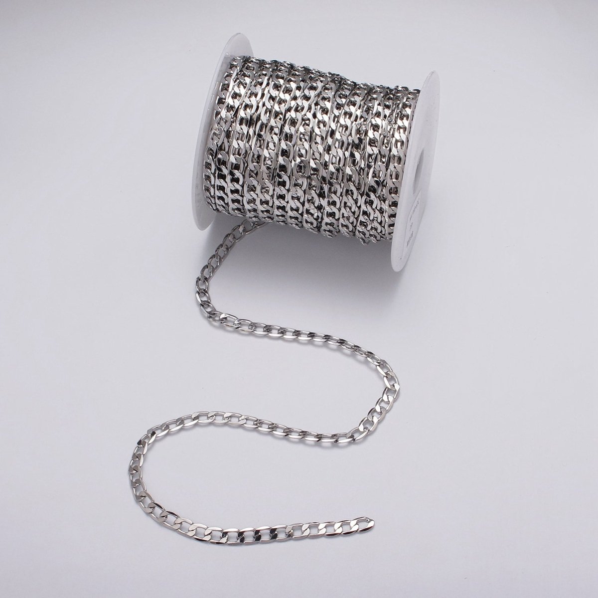 24k Gold Filled 6mm Flat Concave Curb Unfinished Chain by Yard in Gold & Silver | ROLL-1054, ROLL-1106 Clearance Pricing