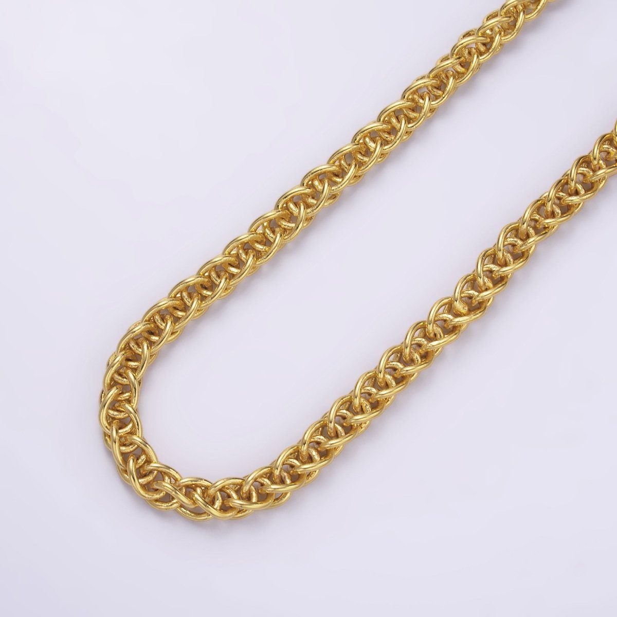 24K Gold Filled 6mm Foxtail Wheat Unfinished Chain by Yard in Gold & Silver | Roll-1544 Roll-1545