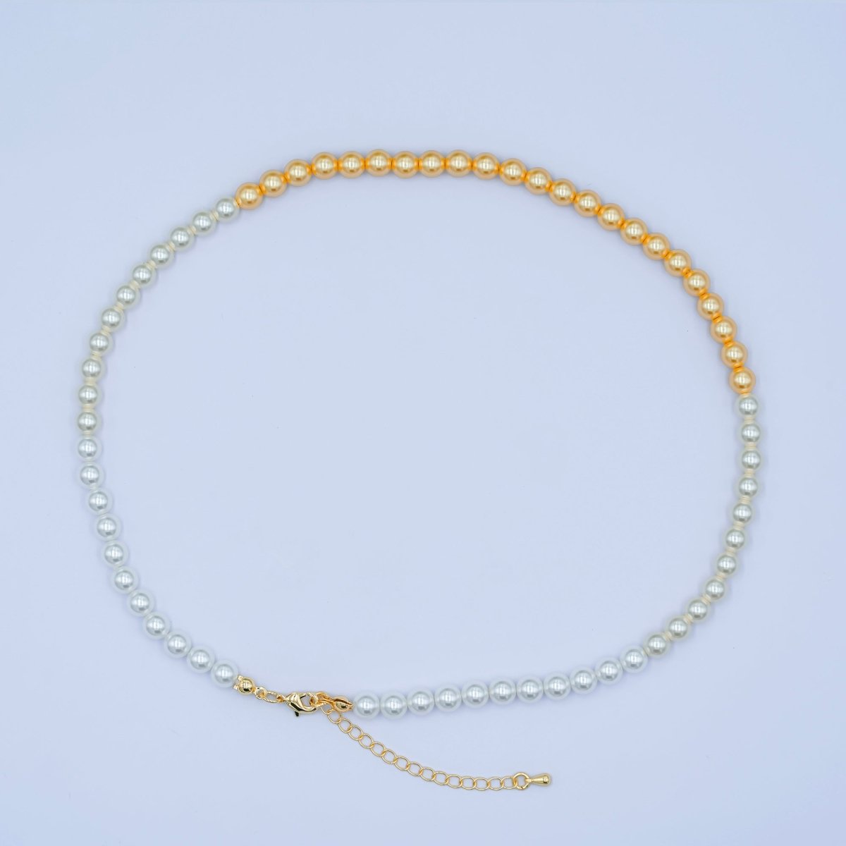 24K Gold Filled 6mm Gradient White - Yellow Shell Pearl 17 Inch Necklace | WA - 2820 - DLUXCA